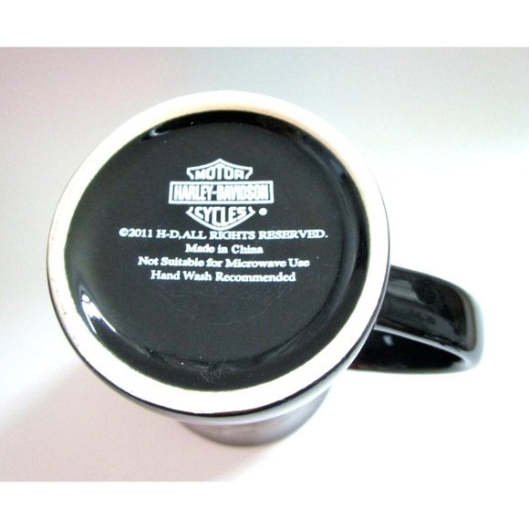 Harley Davidson Motorcycles Black Coffee Mug Cup ceramic shiny applique 2011 - Picture 6 of 8